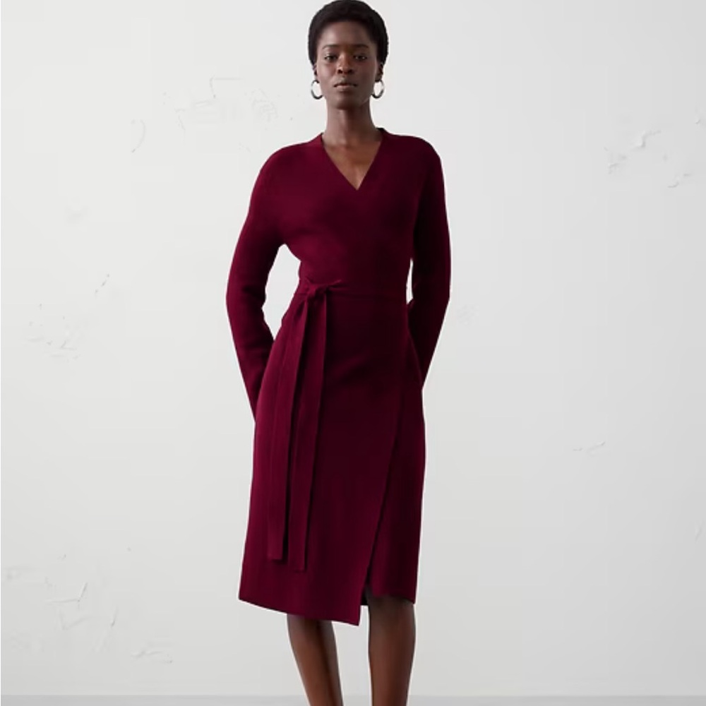 Banana Republic factory Burgundy Red Wrap Dress